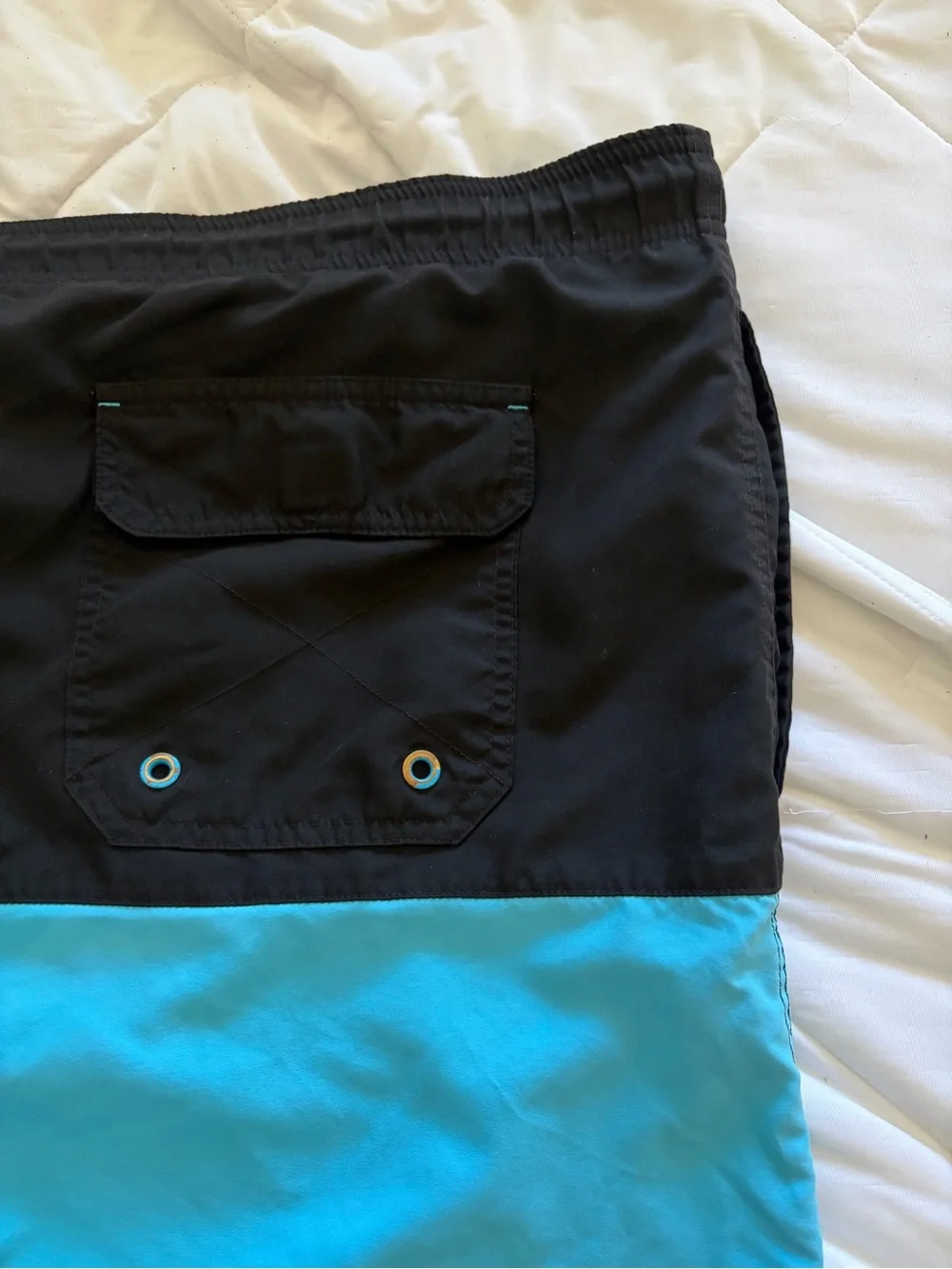 George Black and Aqua Colorblock Swim Trunks